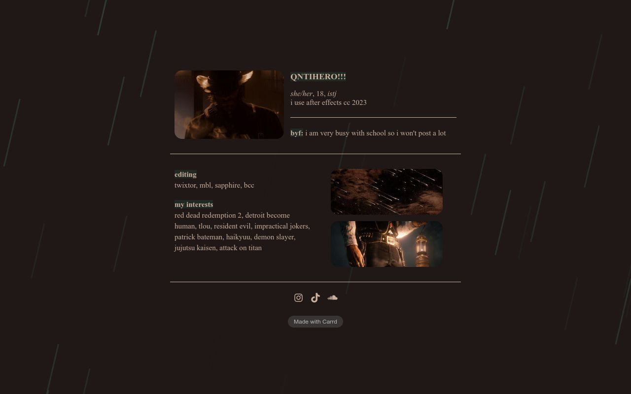 Carrd profile picture for @qntihero
